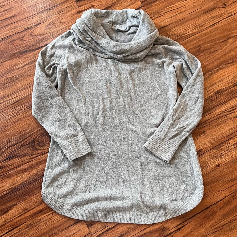 Barefoot Dreams CozyChic Ultra Lite Coastal Cowl Neck Tunic Faded Jade Sz Small